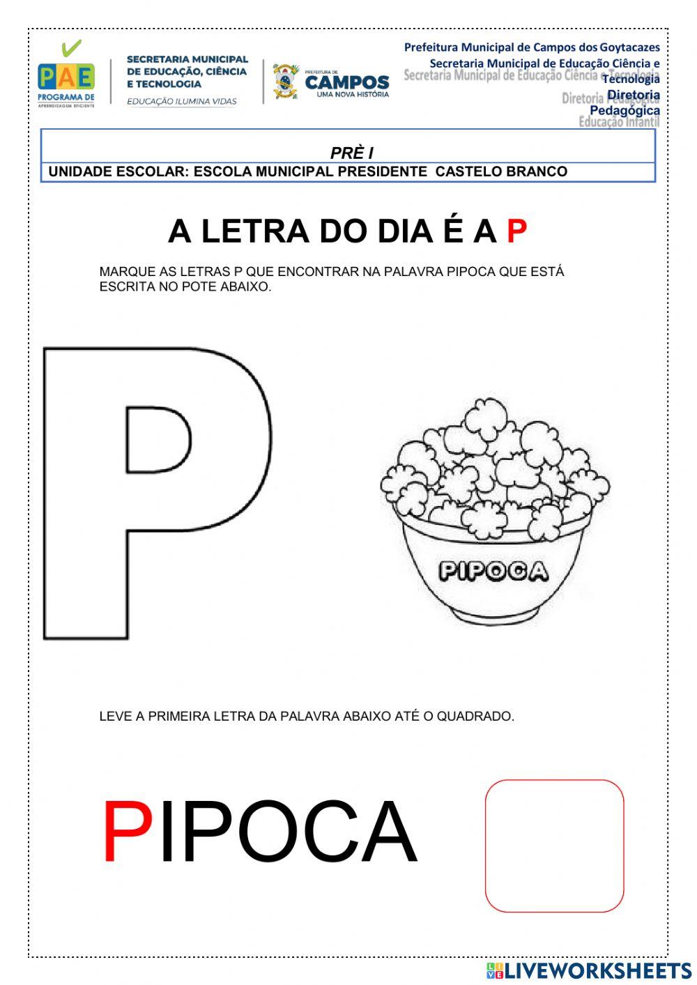 atividades com a letra p educação infantil