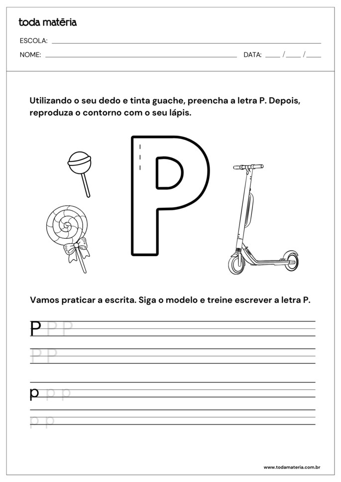 letra p vs letra b atividades comparativas