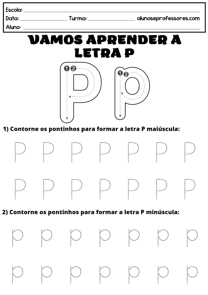 atividades divertidas com a letra p para crianças