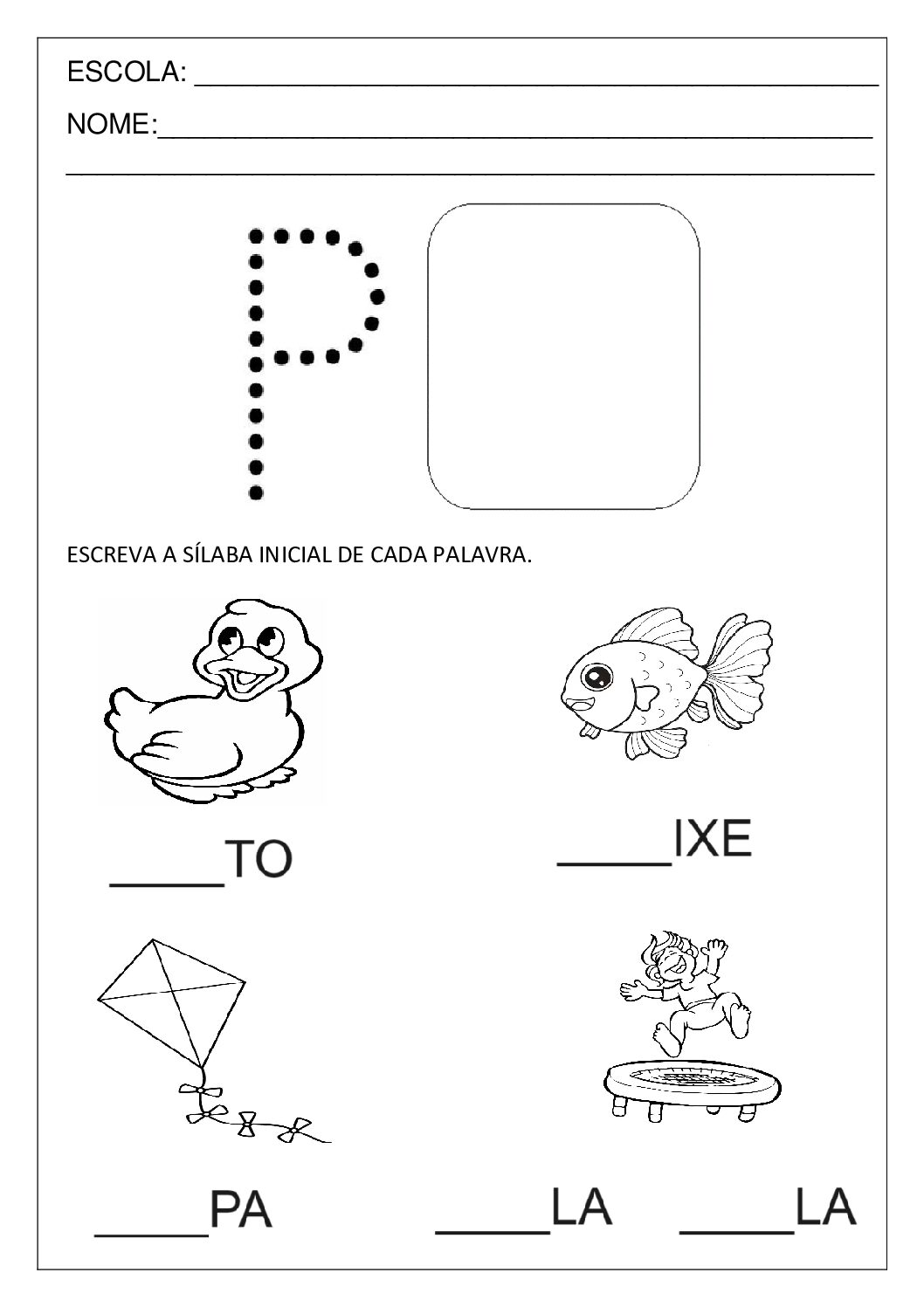letra p vs letra b atividades comparativas