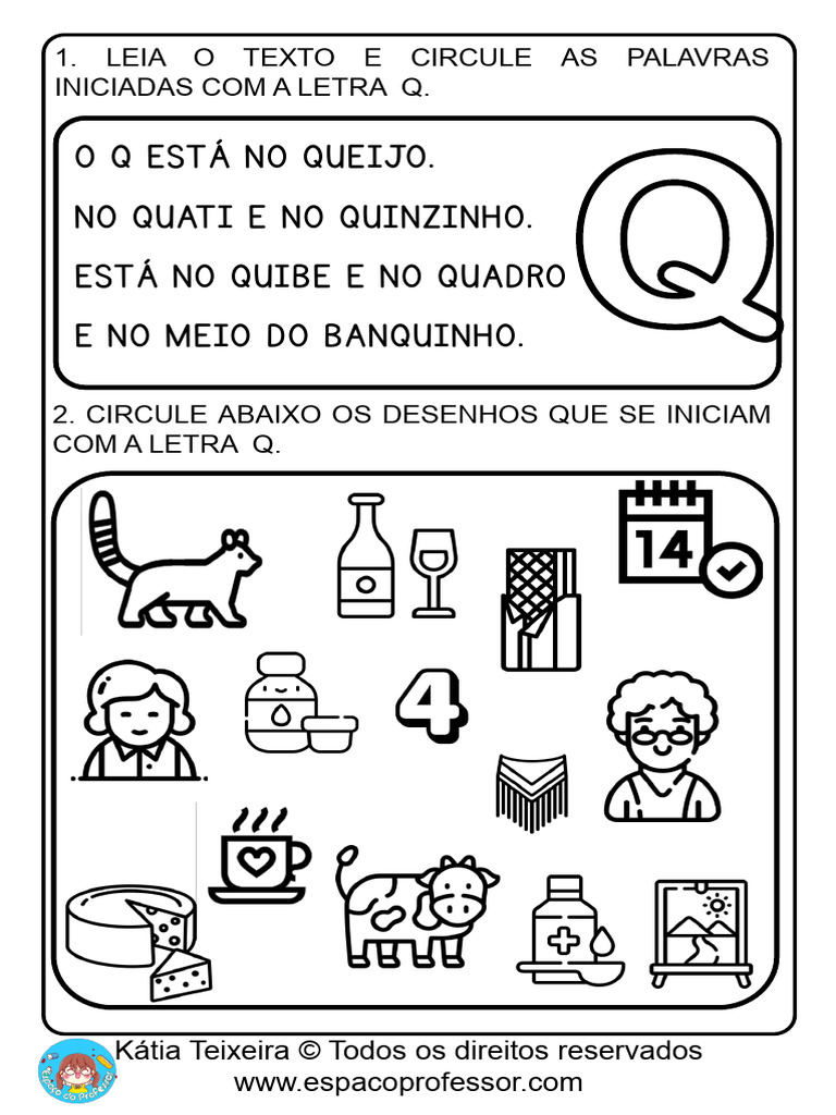 atividades com a letra q para imprimir