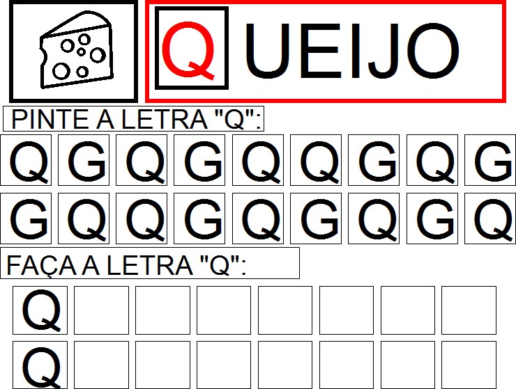 custo de impressão de atividades com a letra q