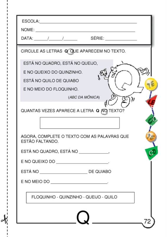 atividades com q para imprimir vs atividades digitais