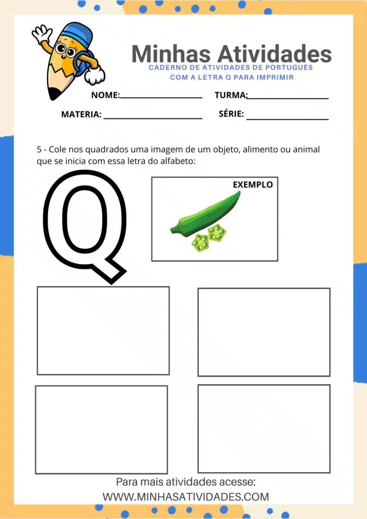atividades com a letra q para imprimir para crianças de 4 anos
