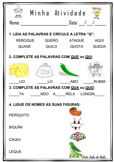 atividades com q para imprimir vs atividades digitais