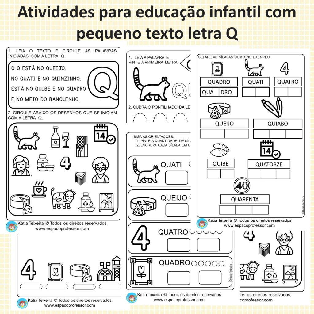 atividades com a letra q para imprimir educação infantil