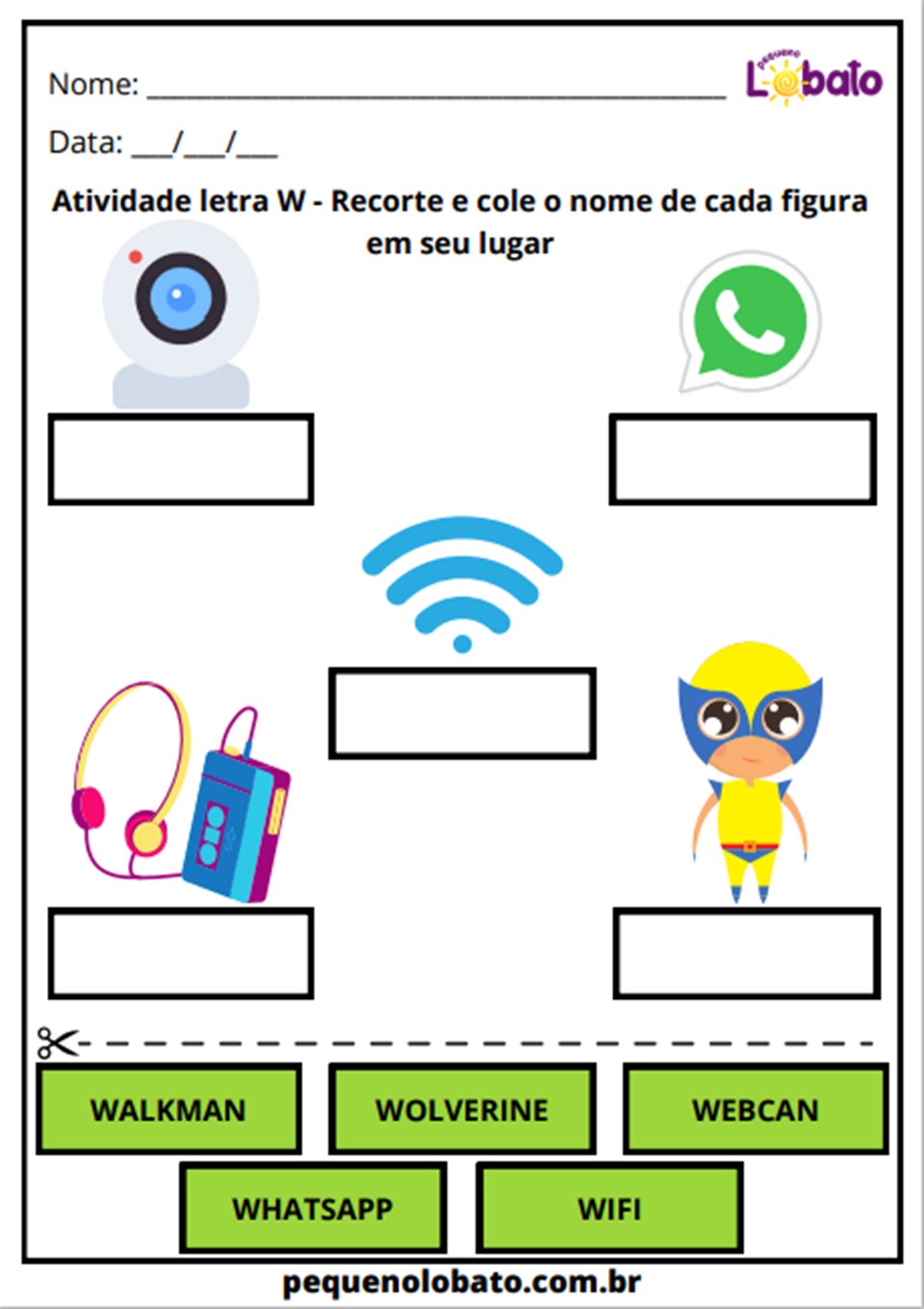 custo de materiais para atividades com a letra w