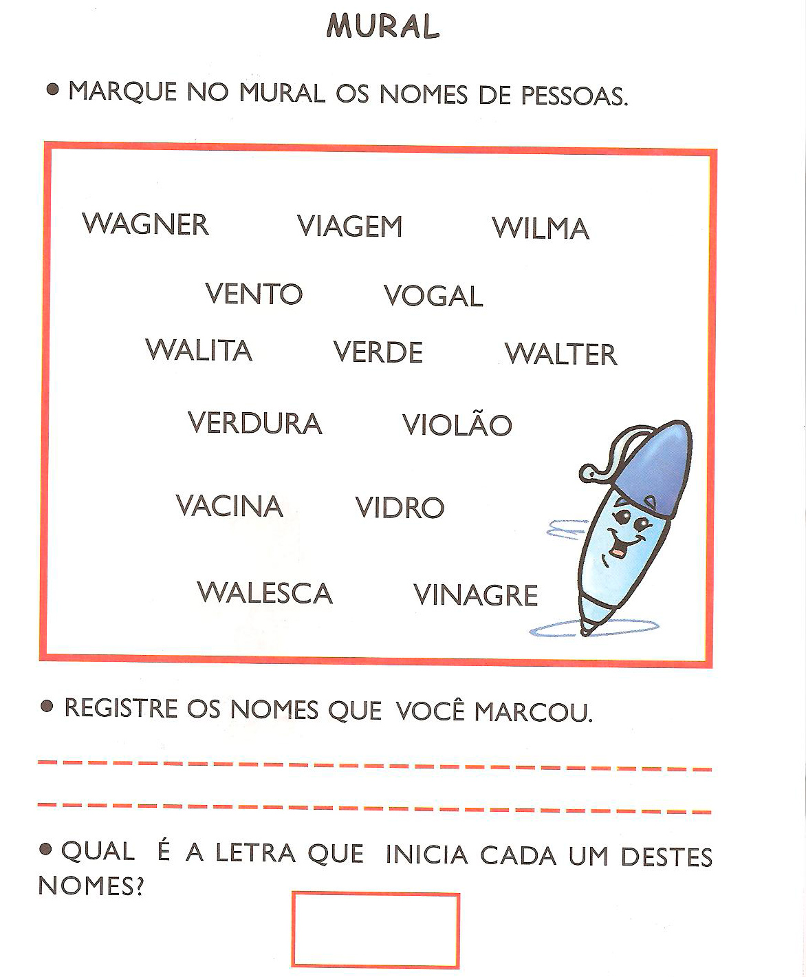 atividades com a letra w