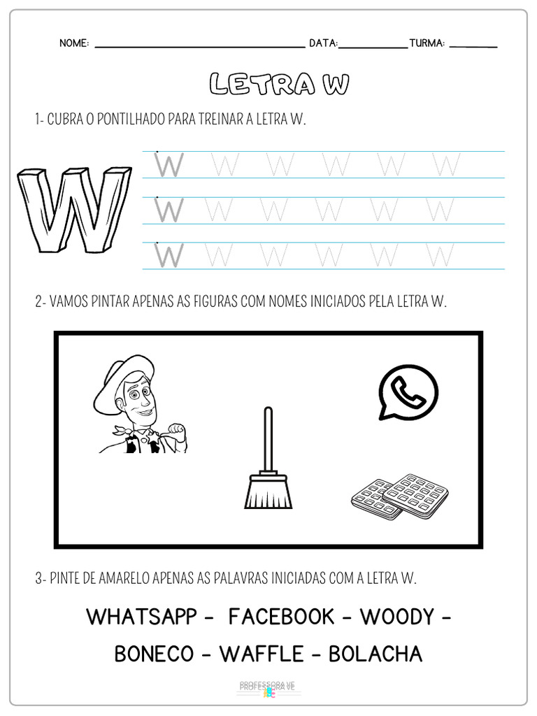 atividades divertidas com a letra w para imprimir
