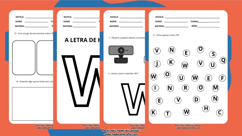 custo de materiais para atividades com a letra w