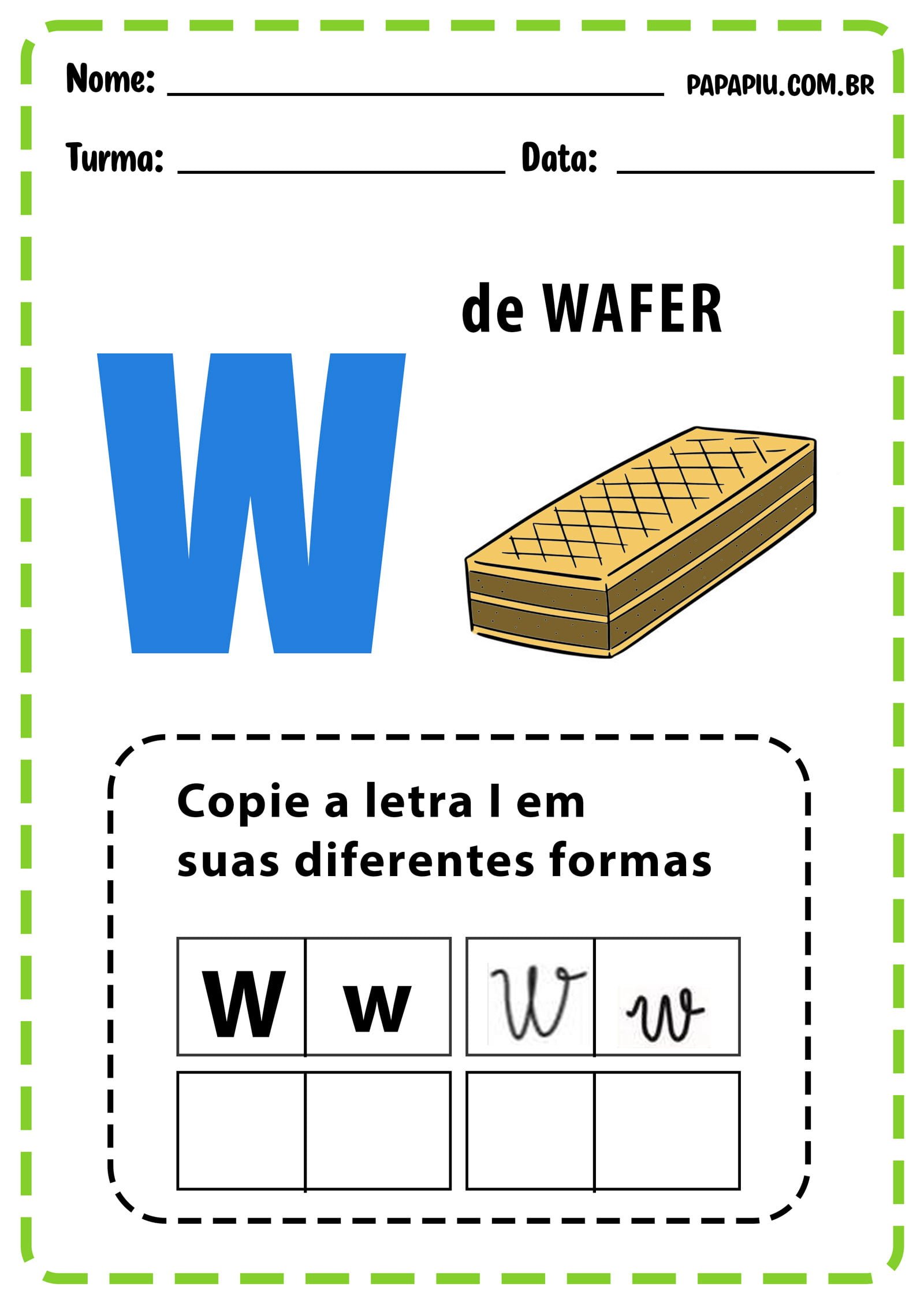 custo de materiais para atividades com a letra w