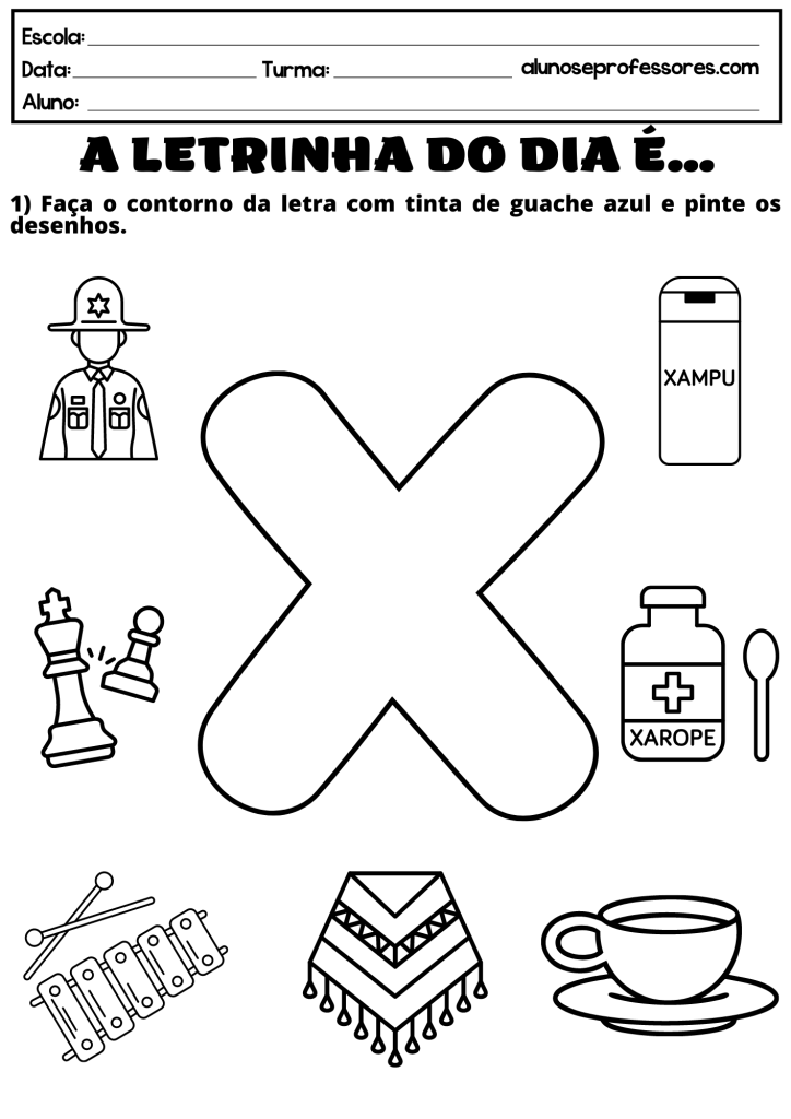 atividades com a letra x para educação infantil