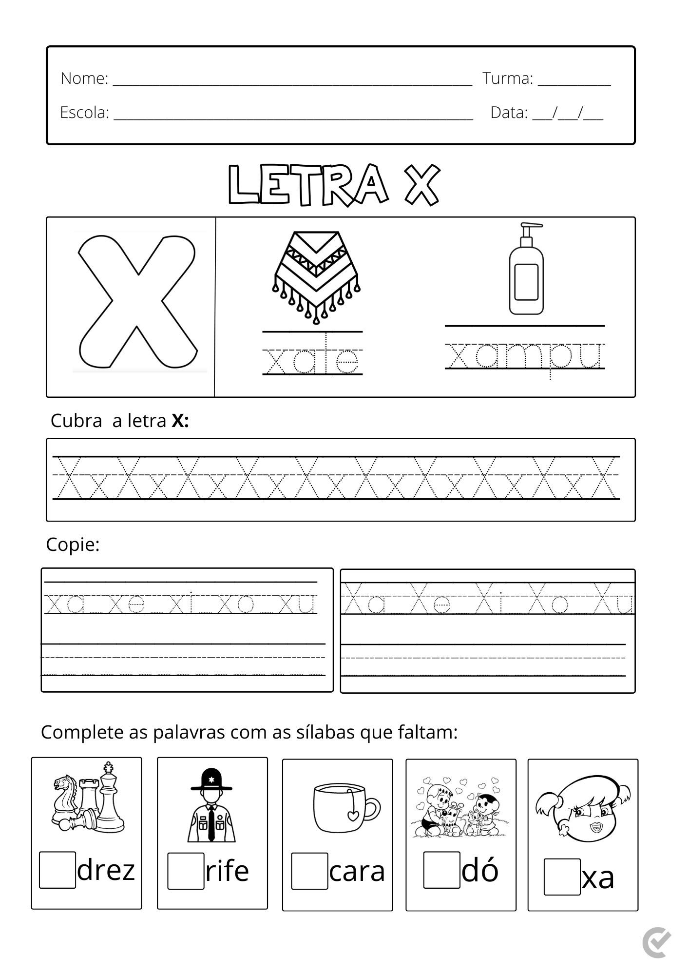 como fazer um ditado ilustrado com palavras que começam com x