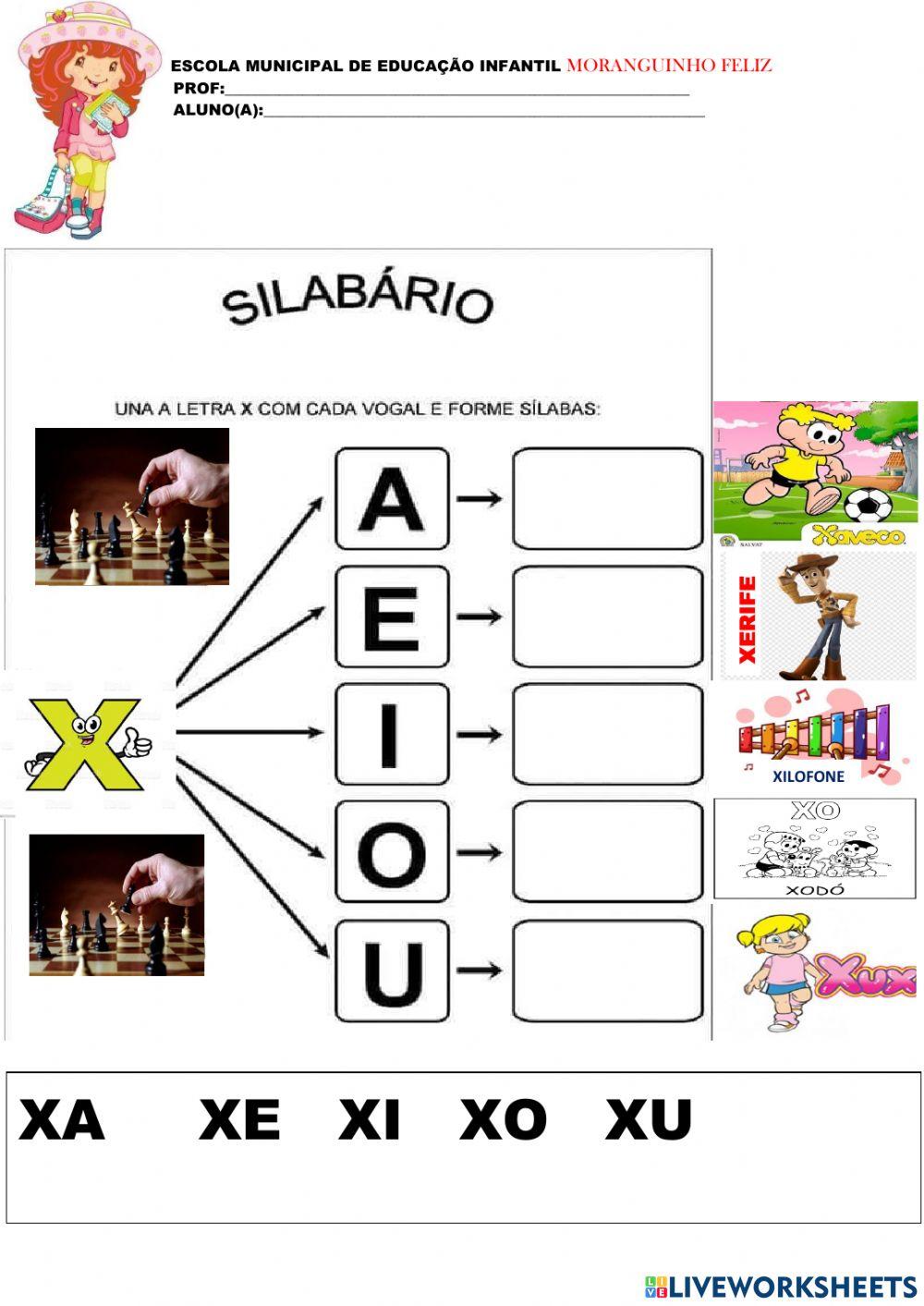 ideias de atividades com a letra x para educação infantil
