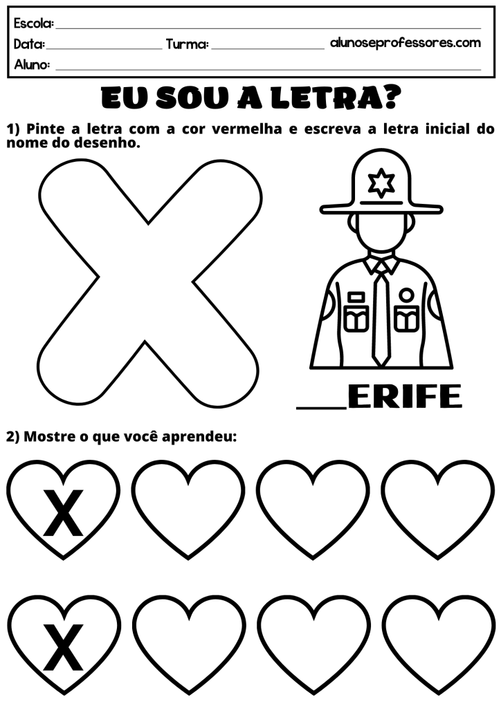 custo de materiais para atividades com a letra x