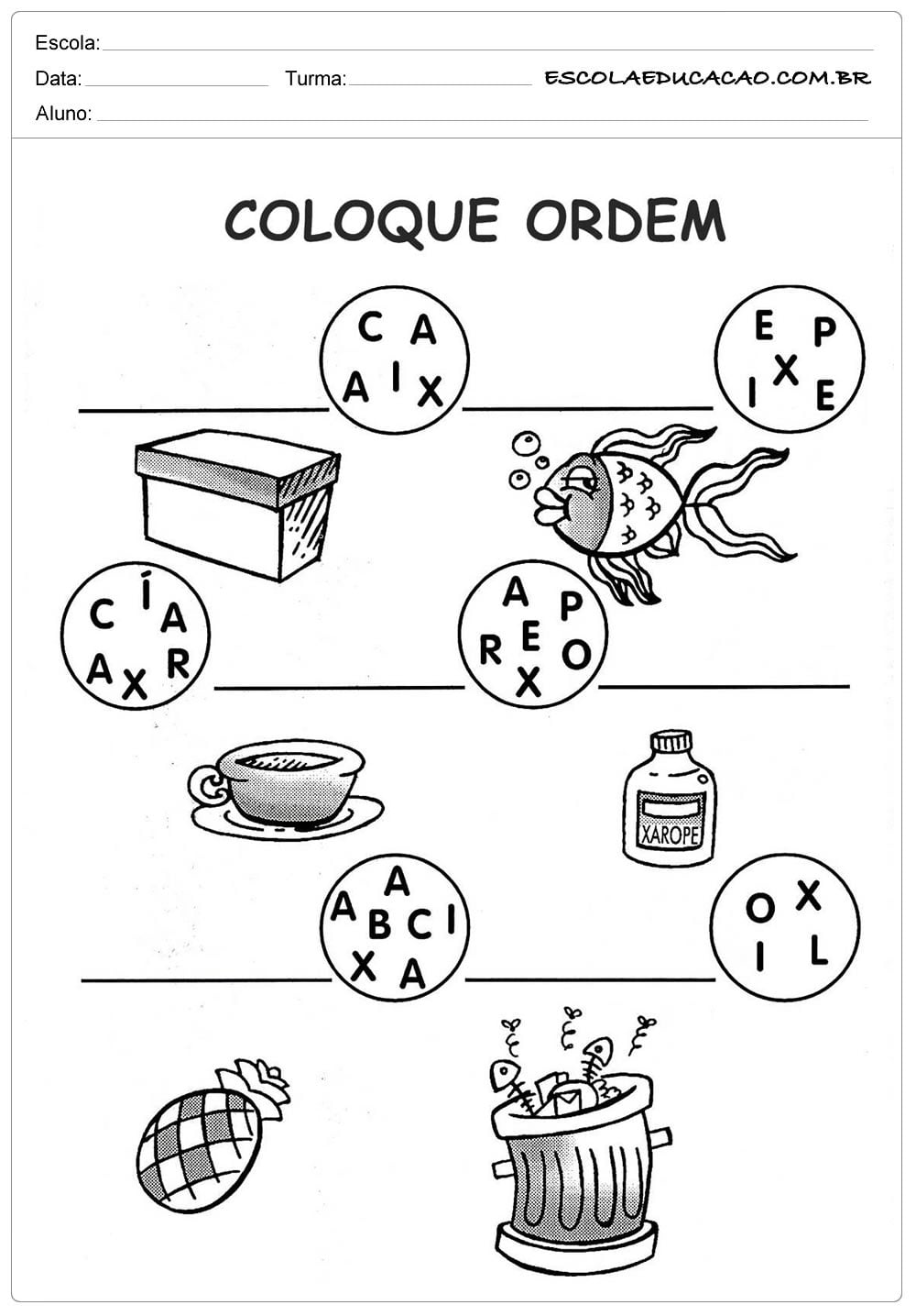 como fazer um ditado ilustrado com palavras que começam com x