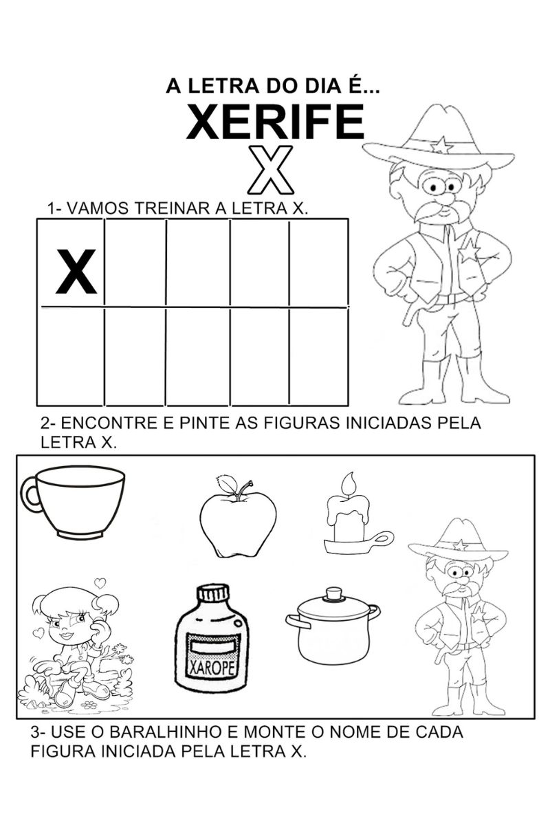 ideias de atividades com a letra x para educação infantil