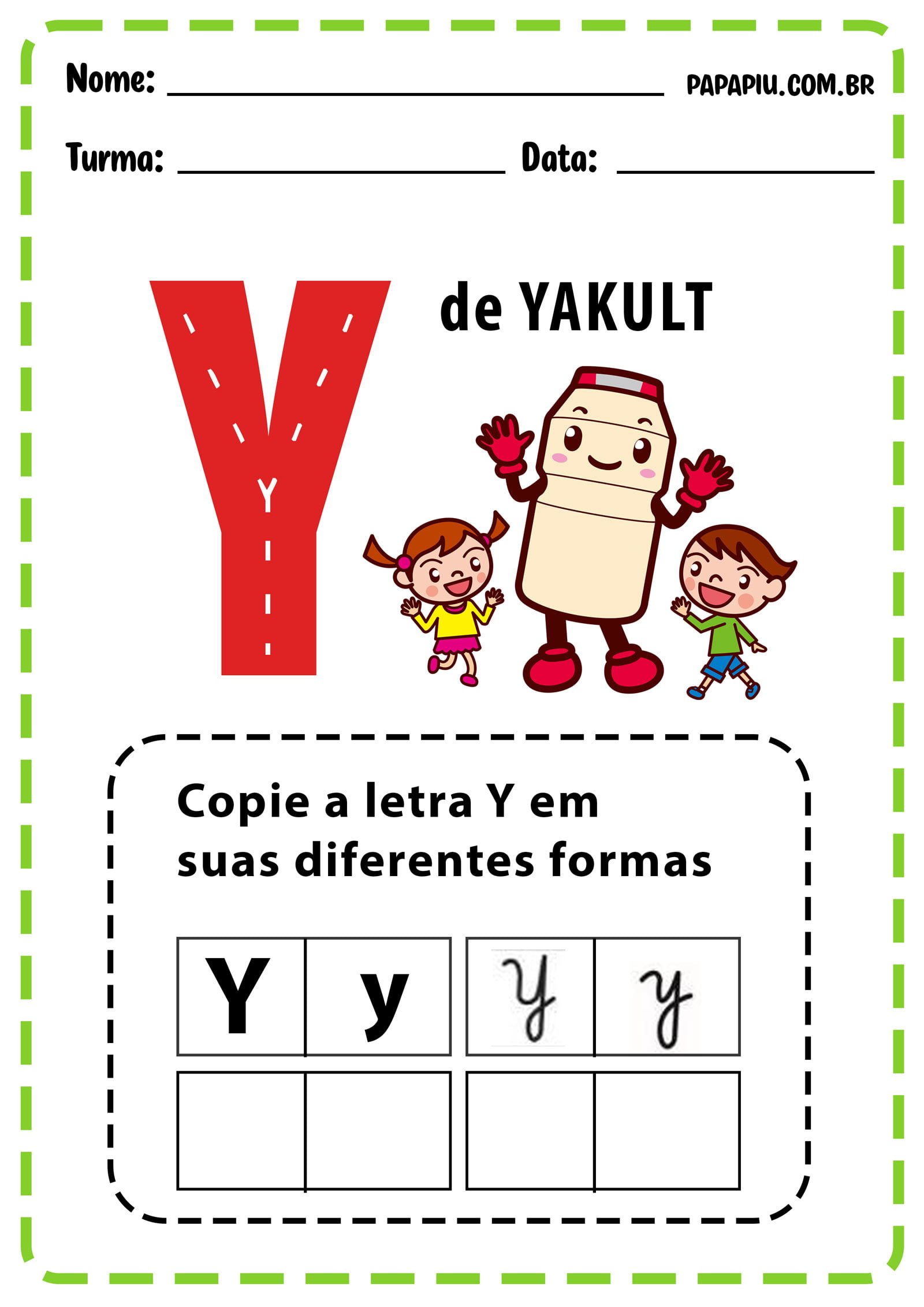 custo de materiais para atividades com a letra y