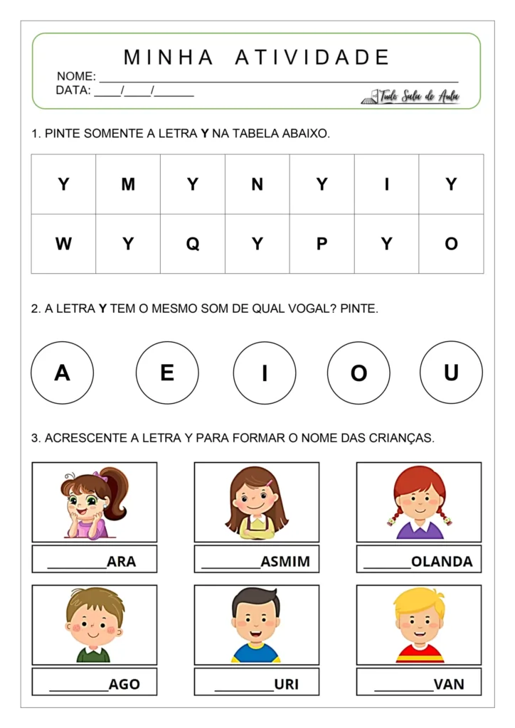 custo de materiais para atividades com a letra y