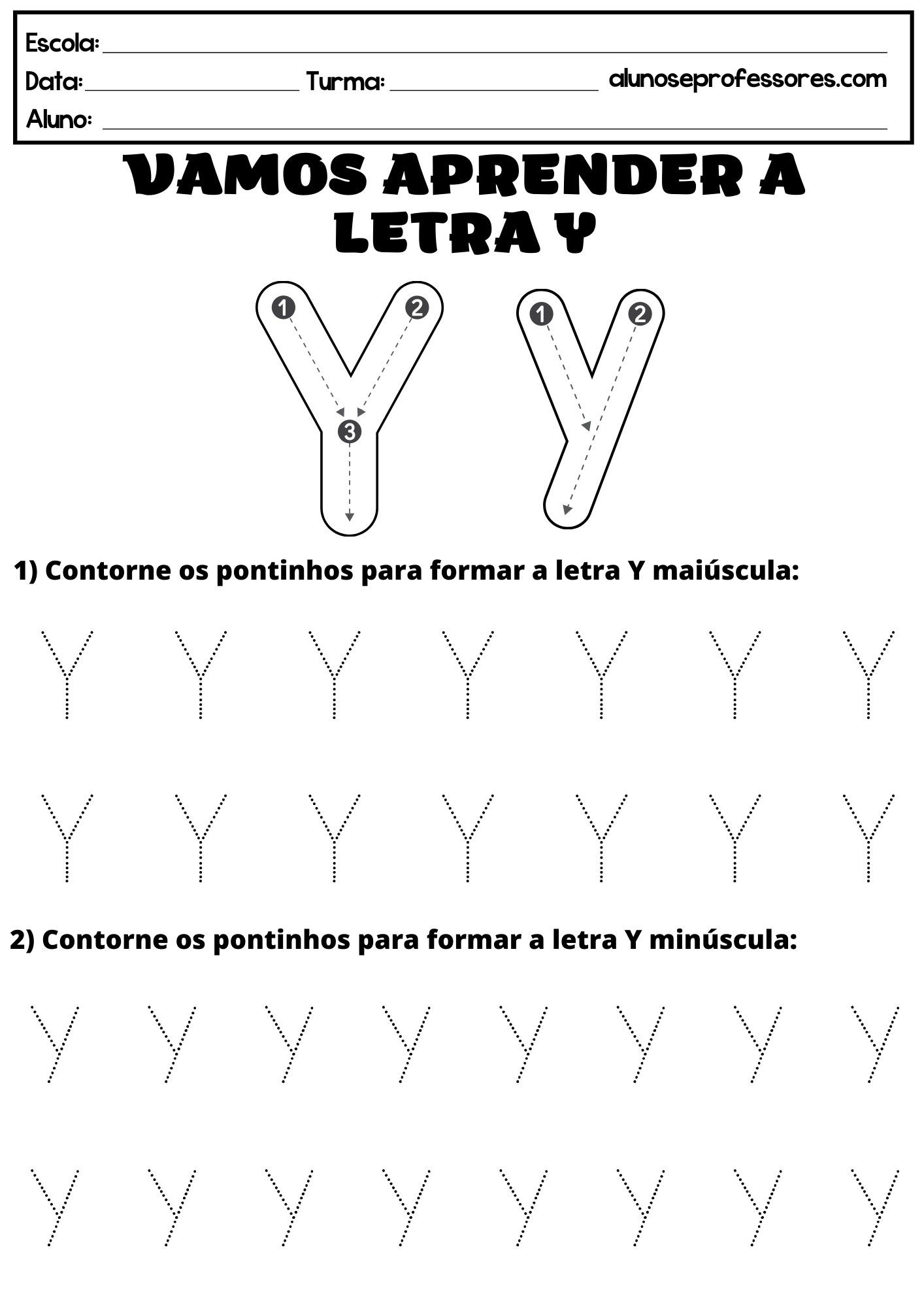 atividades divertidas com a letra y para educação infantil