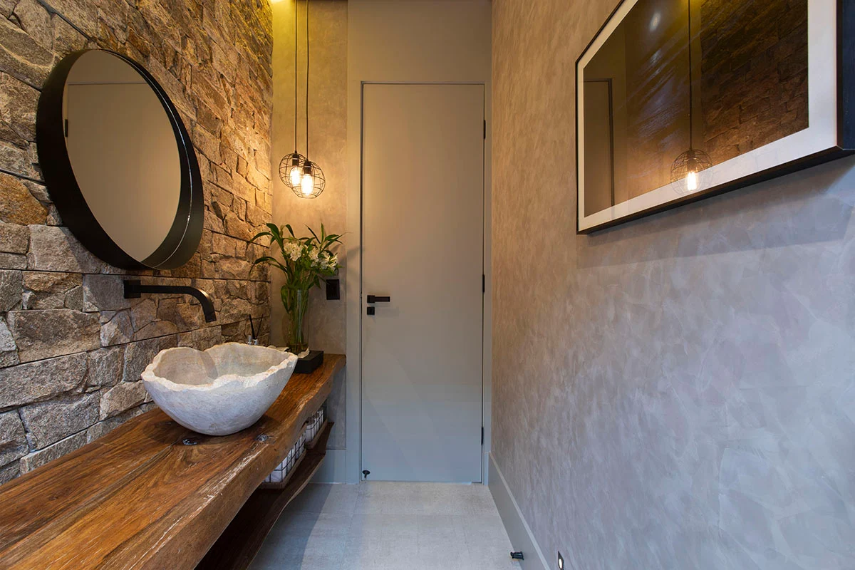 banheiro com decoracao de concreto