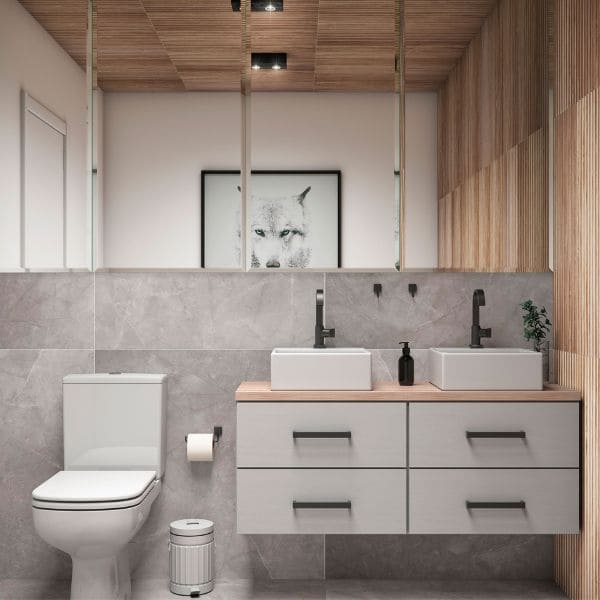 banheiro com decoracao de concreto