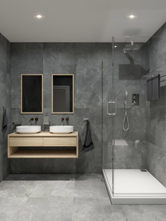 banheiro com decoracao de concreto