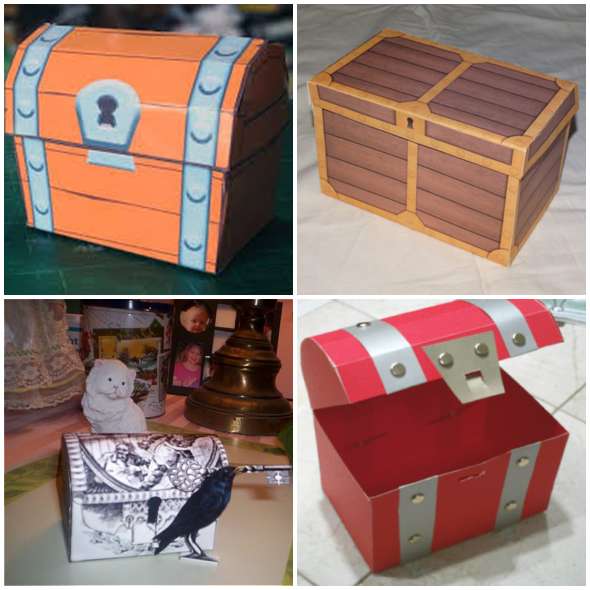 baú feito de caixa de papelão