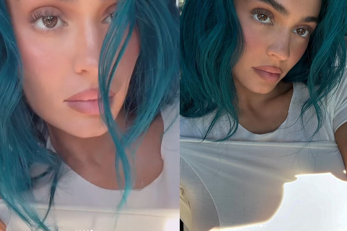 cabelo azul em cabelo escuro