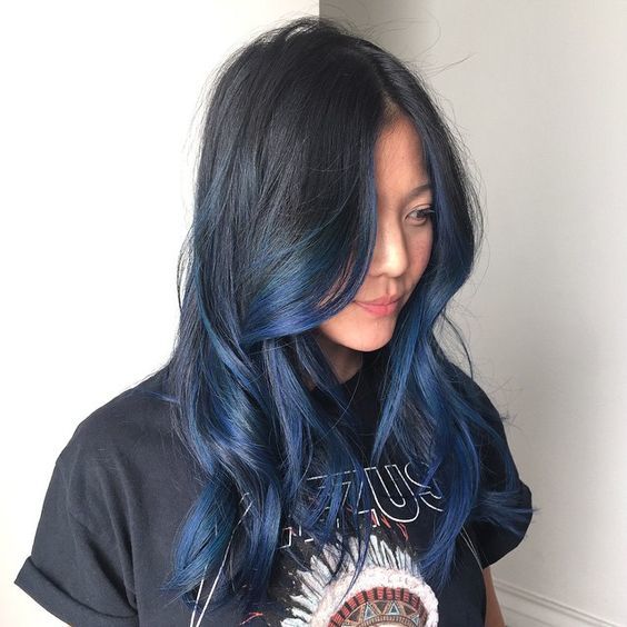 cabelo azul escuro
