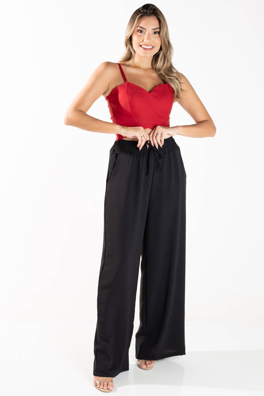 Calça pantalona cintura alta como usar