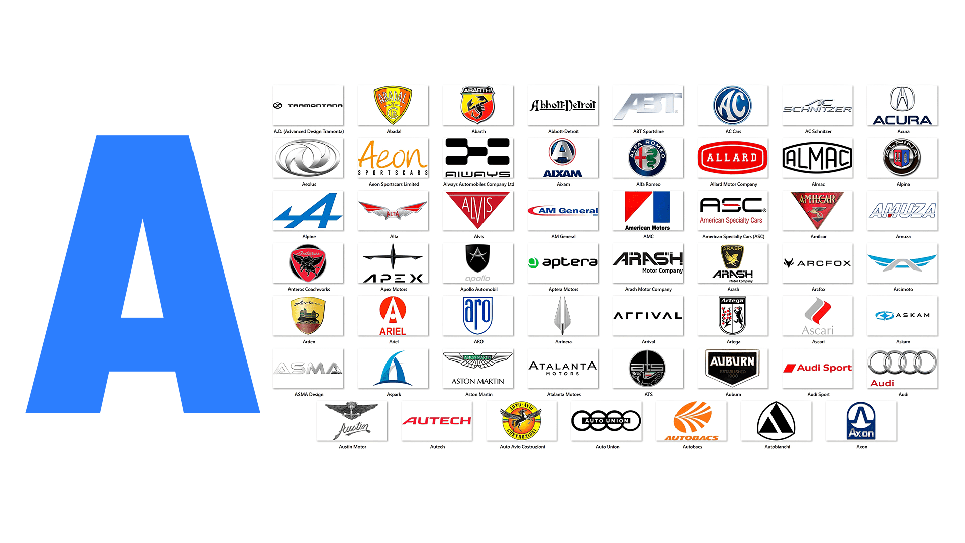 marcas de carros com a para adedonha