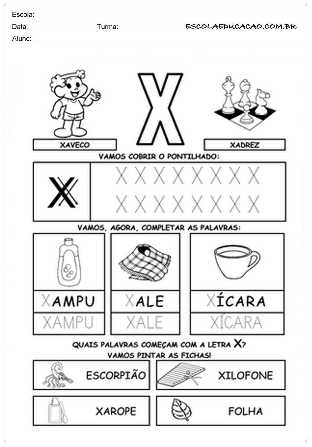 coisas com a letra x