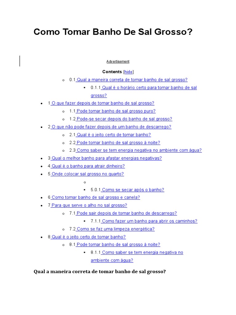 como fazer o banho de sal grosso