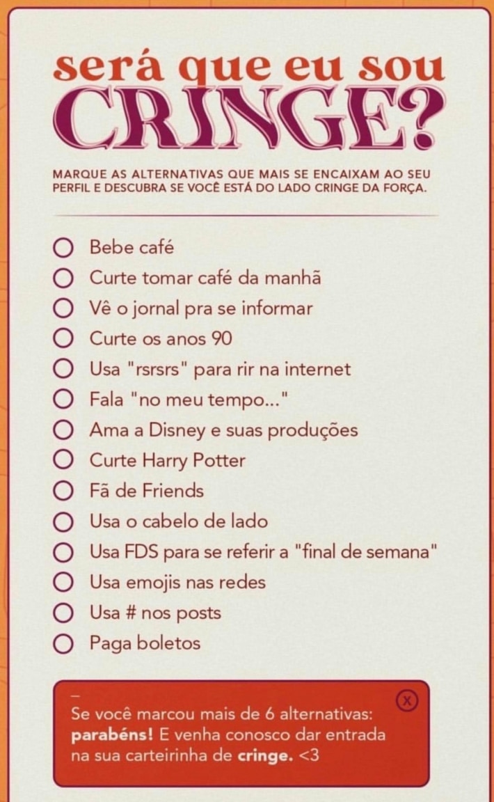 como saber se sou cringe e parar de ser