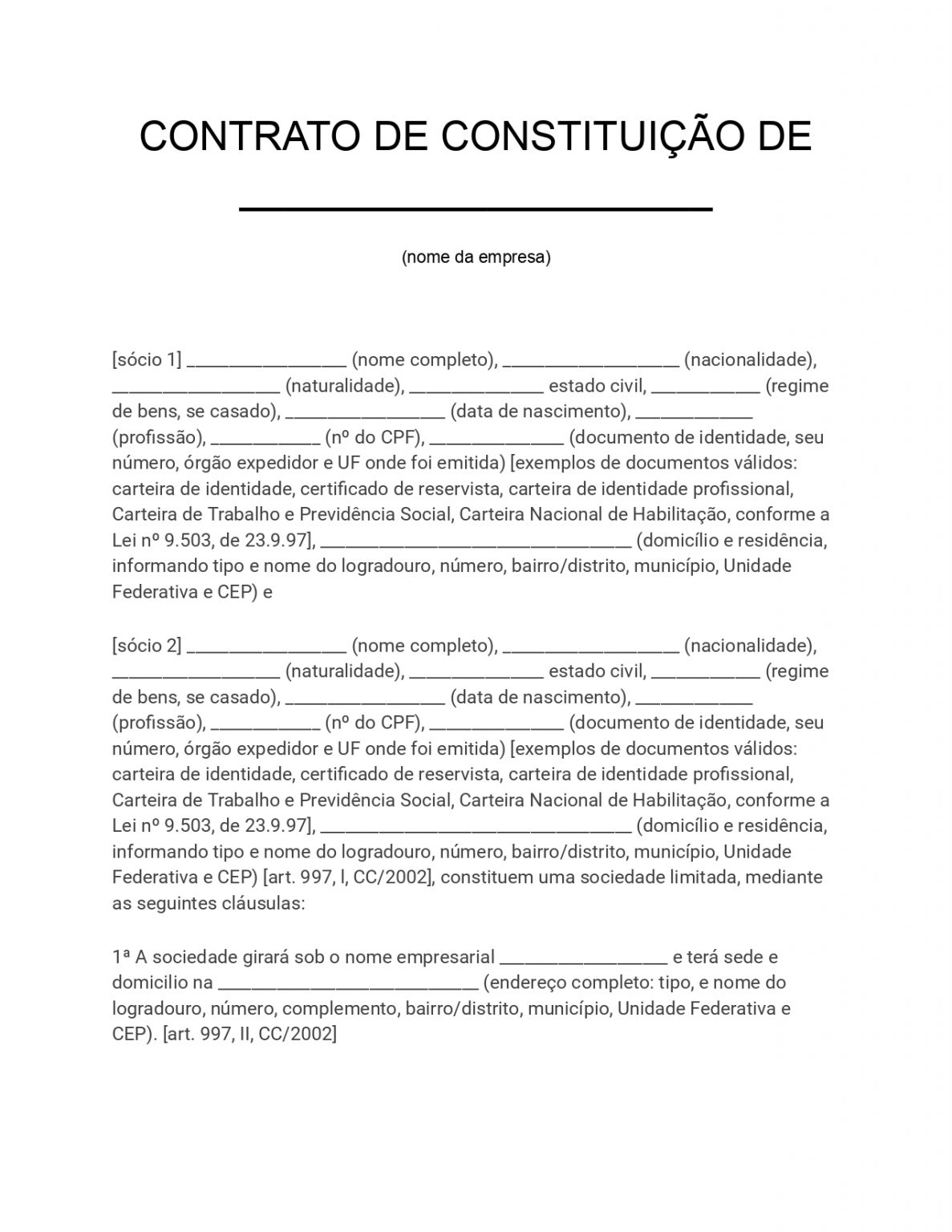 Contrato social para abertura de empresa como fazer