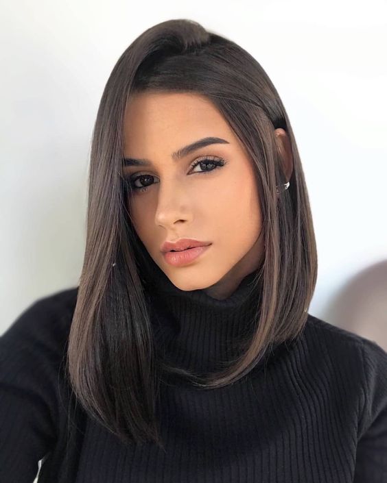 fotos long bob cabelo medio rosto oval