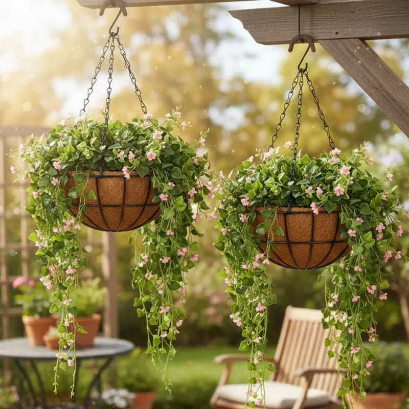 decoracao com vasos de fibra de coco