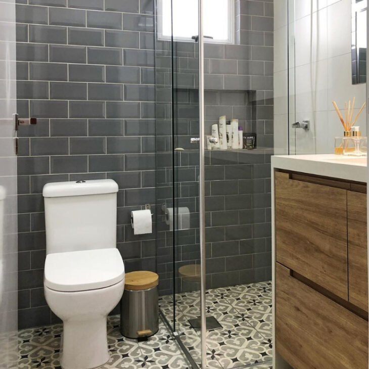 decoração de banheiro cinza