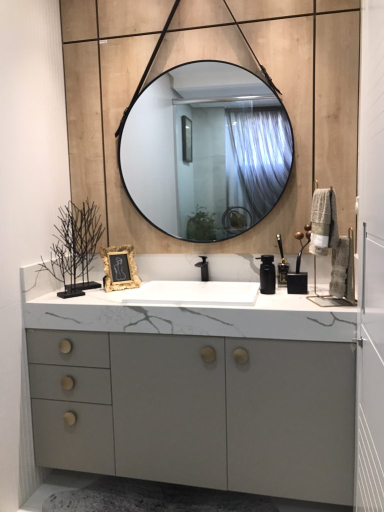 decoração de banheiro cinza