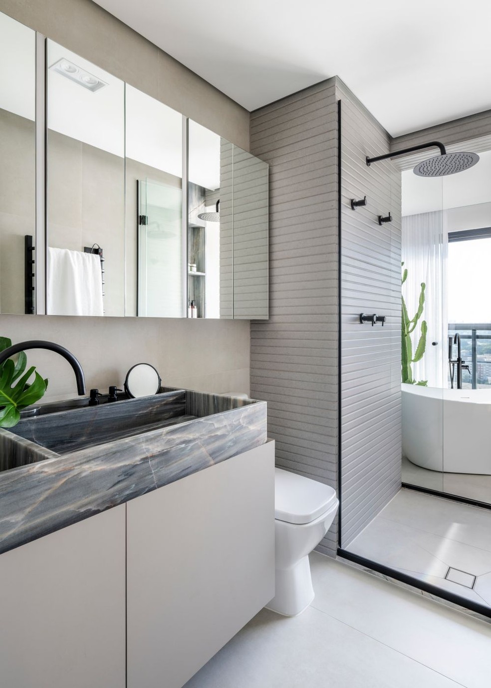 decoração de banheiro cinza