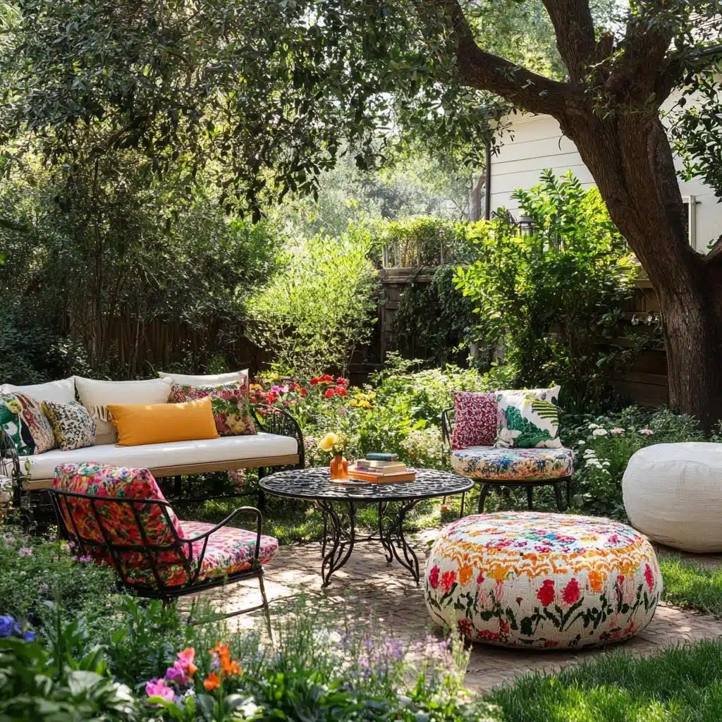 decoracao de jardim com tecidos