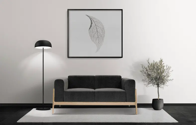 decoração de sala preto e branco