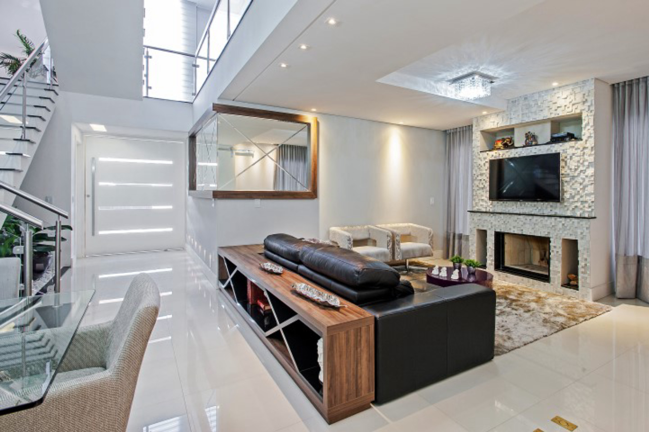 decoração de sala preto e branco