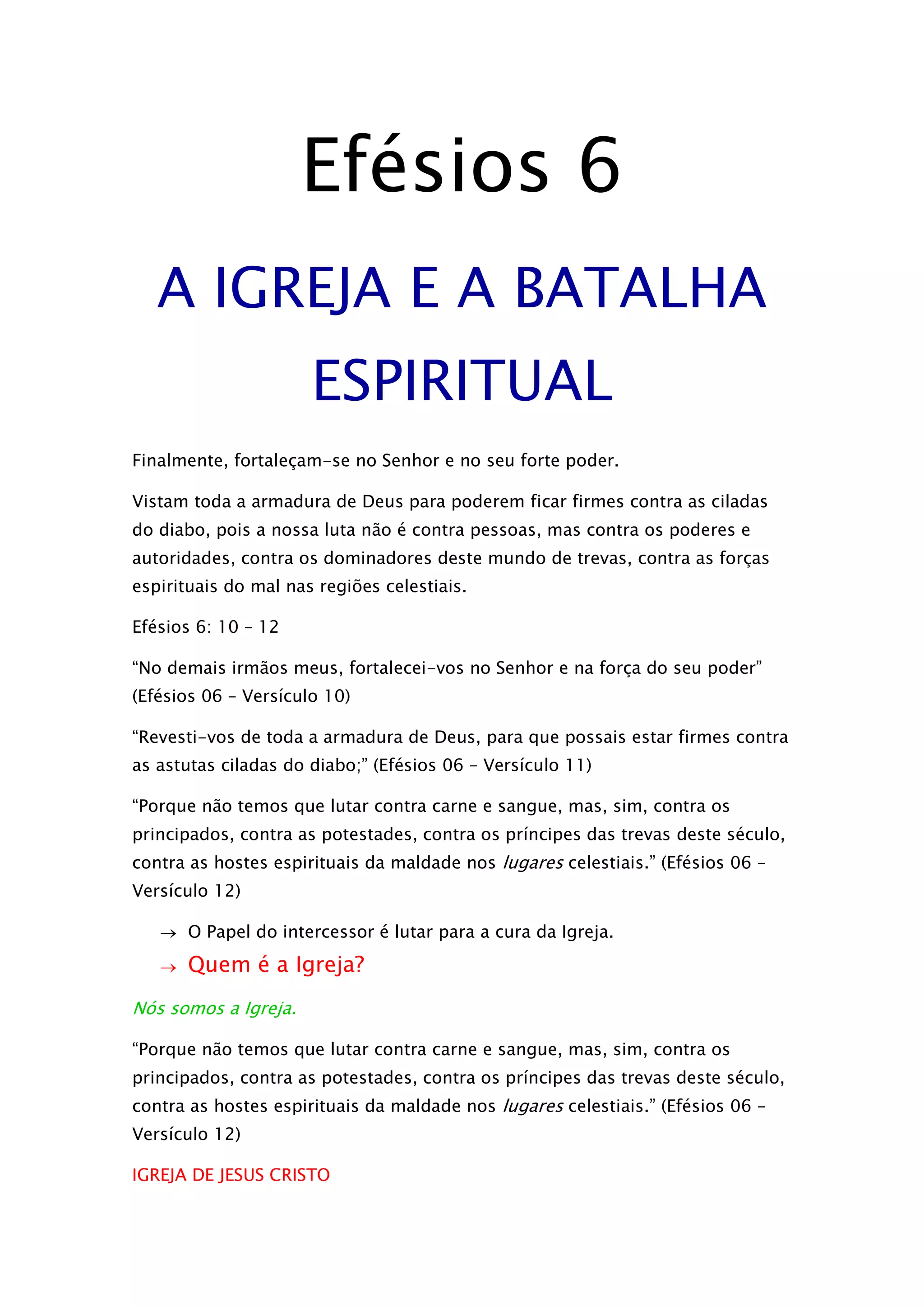 decoração igreja efésios 6