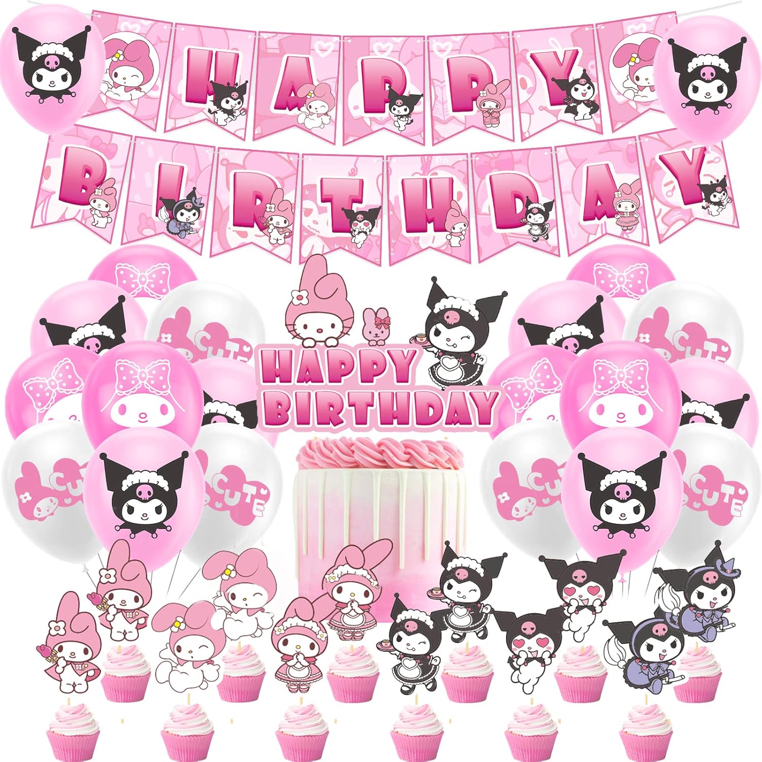 decoração kuromi e my melody