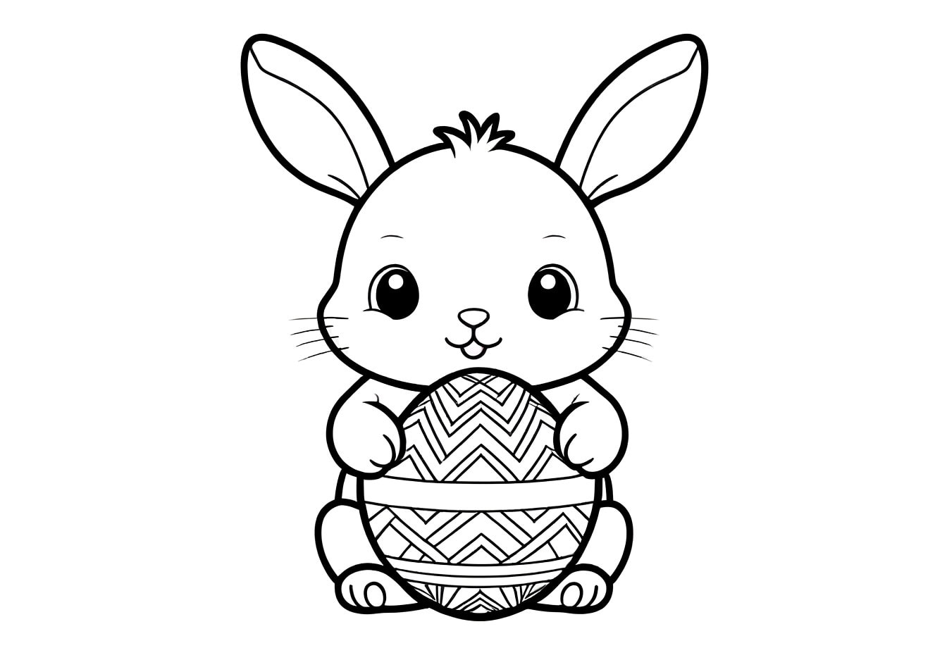 desenho de coelhinho com flor para colorir