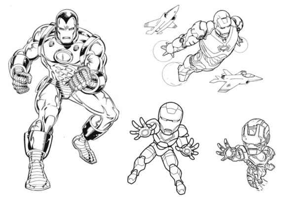 desenho homem de ferro estilo lego para colorir