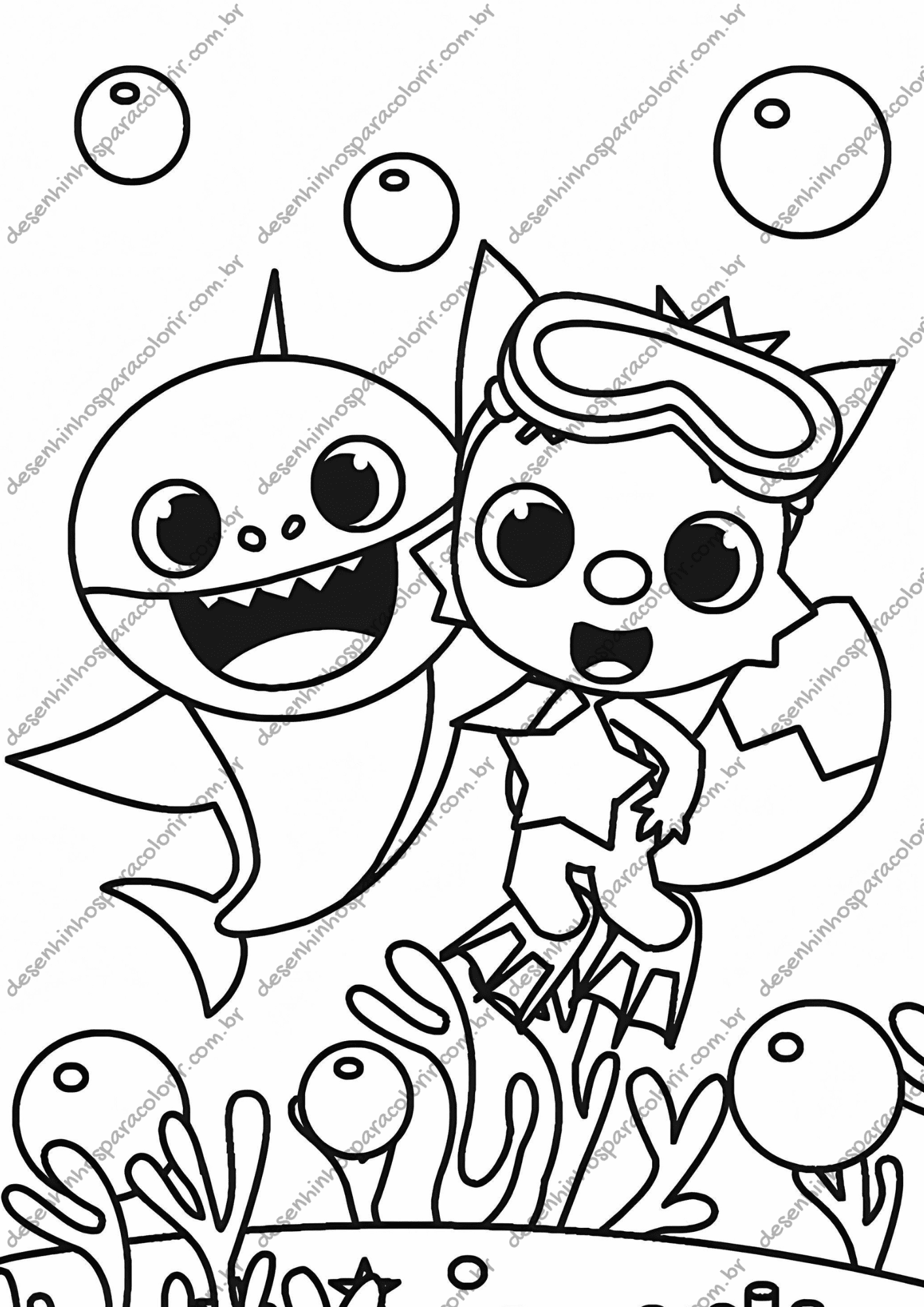 desenhos baby shark para imprimir grátis