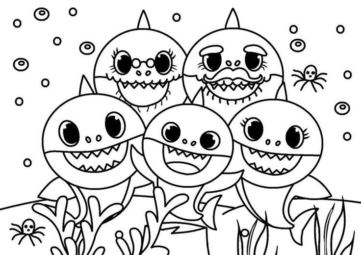 desenhos baby shark vs outros personagens infantis para colorir
